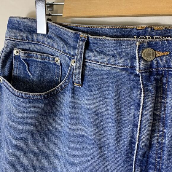 J. Crew Lakeshore Blue Denim Slim Wide Leg Frayed Hem Crop Jeans Size 32/14 US - Picture 4 of 16